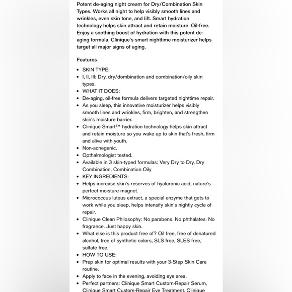 Clinique Smart Night Hydration Formula - Picture 2 of 6